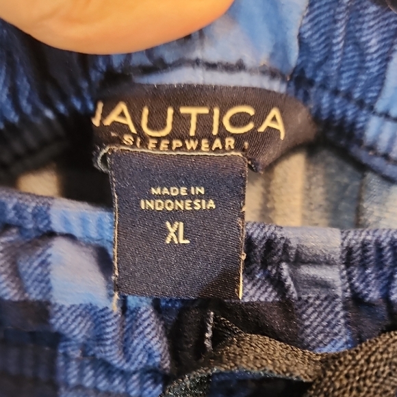 Nautica Men's Black and Blue Plaid Joggers - Picture 3 of 4
